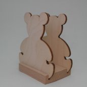 Portatovagliolo in legno artigianale sagoma orso cm 11x5x9