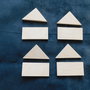 set 4 rettangoli e 4 triangoli in legno di betulla per formare 4 casette stilizzate