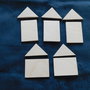 set 5 rettangoli più 5 triangoli in legno di betulla per formare 5 casette stilizzate