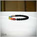 Bracciale arcobaleno perle vetro ovaline colorate tonde nere distanziatori acciaio