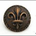 Bottone in metallo - stemma giglio di Firenze, colore ottone invecchiato, attaccatura con gambo - 5 pezzi