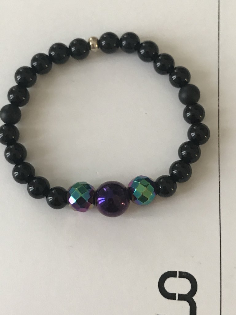 Bracciale Boho In Onice Nero Con Croce Oro - Gioiello Religioso In Cristallo Sfaccettato, Catena Mano Donna