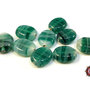 50 Perle Vetro - Ovale Piatto: 13x7x3 mm - Colore: Verde Petrolio  - Effetto marmorato  