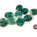 50 Perle Vetro - Ovale Piatto: 13x7x3 mm - Colore: Verde Petrolio  - Effetto marmorato  
