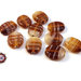 50 Perle Vetro - Ovale Piatto: 13x7x3 mm - Colore: Marrone  - Effetto marmorato  