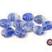 50 Perle Vetro - Ovale Piatto: 13x7x3 mm - Colore: Blu Light  - Effetto marmorato  