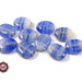 50 Perle Vetro - Ovale Piatto: 13x7x3 mm - Colore: Blu Light  - Effetto marmorato  