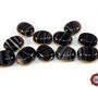 50 Perle Vetro - Ovale Piatto: 13x7x3 mm - Colore: Nero  - Effetto marmorato  