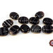50 Perle Vetro - Ovale Piatto: 13x7x3 mm - Colore: Nero  - Effetto marmorato  