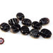 50 Perle Vetro - Ovale Piatto: 13x7x3 mm - Colore: Nero  - Effetto marmorato  