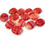 50 Perle Vetro - Ovale Piatto: 13x7x3 mm - Colore: Rosso  - Effetto marmorato  