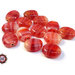 50 Perle Vetro - Ovale Piatto: 13x7x3 mm - Colore: Rosso  - Effetto marmorato  