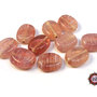 50 Perle Vetro - Ovale Piatto: 13x7x3 mm - Colore: Rosa  - Effetto marmorato  