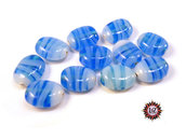 50 Perle Vetro - Ovale Piatto: 13x7x3 mm - Colore: Turchese  - Effetto marmorato  