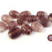 50 Perle Vetro - Ovale Piatto: 13x7x3 mm - Colore: Viola prugna  - Effetto marmorato  