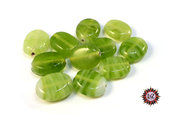 50 Perle Vetro - Ovale Piatto: 13x7x3 mm - Colore: Verde Acido  - Effetto marmorato  
