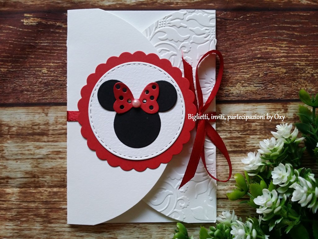 Biglietti Invito Battesimo Personalizzati Minnie Topolina - 10 Pezzi Con Busta - Formato 12x18 Cm - Partecipazioni Bimba