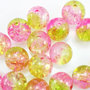 30 perle crackle bicolore 10mm rosa e giallo chiaro