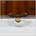 Bracciale Perle Pietre Ossidiana e vetro con Smile pendente e intermezzi in ottone Braccialetto Unisex