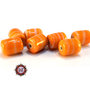 Lotto: 50 Perle Vetro - Cilindro: 11x9 mm - Colore: Arancione  - Effetto marmorizzato 