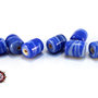 Lotto: 50 Perle Vetro - Cilindro: 11x9 mm - Colore: Blu  - Effetto marmorizzato 