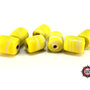 Lotto: 50 Perle Vetro - Cilindro: 11x9 mm - Colore: Giallo  - Effetto marmorizzato 