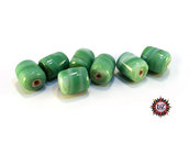Lotto: 50 Perle Vetro - Cilindro: 11x9 mm - Colore: Verde Petrolio - Effetto marmorizzato 