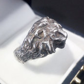 Anello "leone" in argento brunito 925 fatto a mano AB165