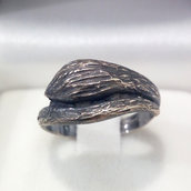 Anello "serpente" da donna in argento brunito 925 fatto a mano AB169