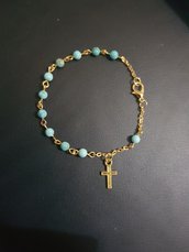Braccialetto decina rosario con grani in turchese 