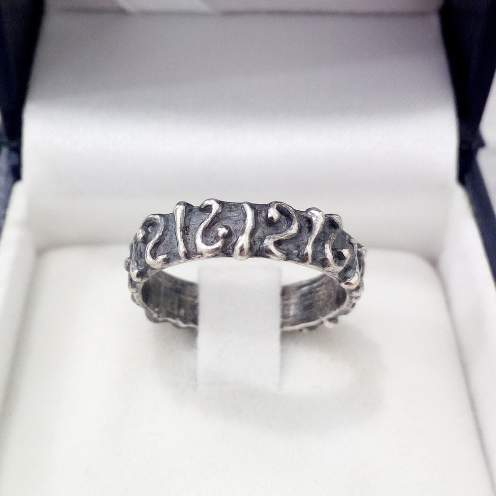 Anello Fede/fedina In Argento Brunito 925 Fatto A Mano AB173 - Gioi - Foto 11