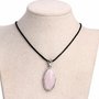 Collana donna con ciondolo in vero quarzo rosa naturale ovale e montatura in stile antico chakra cristalloterapia