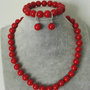 Set collana bracciale e orecchini in autentico corallo rosso naturale da 8mm chakra cristalloterapia
