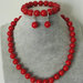 Set collana bracciale e orecchini in autentico corallo rosso naturale da 8mm chakra cristalloterapia