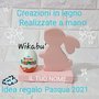 CONIGLIO DI PASQUA realizzato a MANO in LEGNO porta ovetto coloratissimo e personalizzabile con nome 