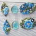 SET CABOCHON 6 pz in pasta polimerica, 40mm, ideale per soutache, macramè #giardino fiorito blu