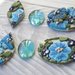 SET CABOCHON 6 pz in pasta polimerica, 40mm, ideale per soutache, macramè #giardino fiorito blu