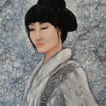 Quadro su tela dipinto a mano - geisha