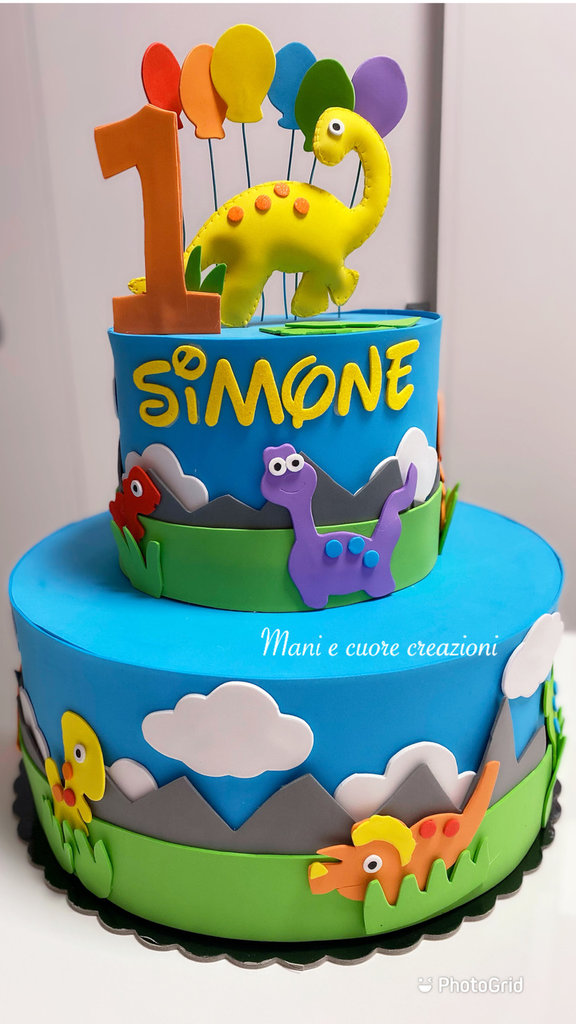 Torta scenografica Dinosauri ❤️Primo compleanno Simone