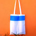 Shopper bag,  in tessuto di cotone, fantasia pois, colore bianco e blu 