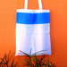 Shopper bag,  in tessuto di cotone, fantasia pois, colore bianco e blu 