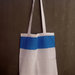 Shopper bag,  in tessuto di cotone, fantasia pois, colore bianco e blu 