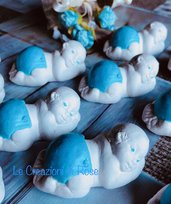 Gessetti profumati 10 bimbo che dorme segnaposto battesimo nascita azzurro 