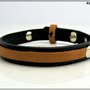 bracciale in cuoio fiorentino bicolore nero / cognac, regolabile, idea regalo uomo o donna