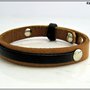 bracciale in cuoio fiorentino bicolore Cognac / nero, regolabile, idea regalo uomo o donna