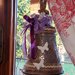 Campana pasquale in latta, decorazioni floreali, lilla, bianco