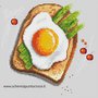Schema punto croce scaricabile: Toast con uova e asparagi