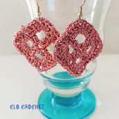 Orecchini Crochet rombo rosa