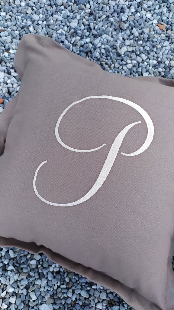 Federa per cuscino in juta con lettera monogramma, iniziale, M, alfabeto inglese, decorativa, quadrata, per letto, divano, 45 x 45 cm