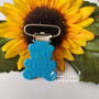 Clip in metallo orso -Celeste-